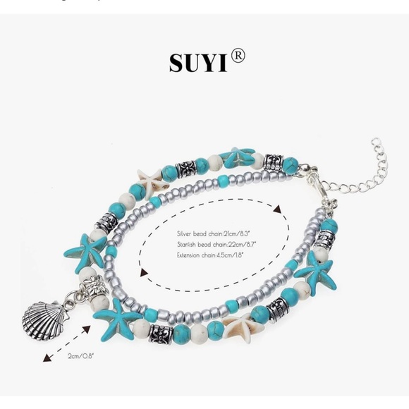 Beach Themed Ankle Bracelets for Women Layered Adjustable Anklets Foot Jewelry - Picture 5 of 8